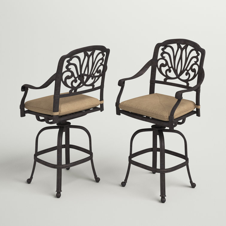 Three Posts™ Lebanon 26" Patio Bar Stool with Cushion Wayfair